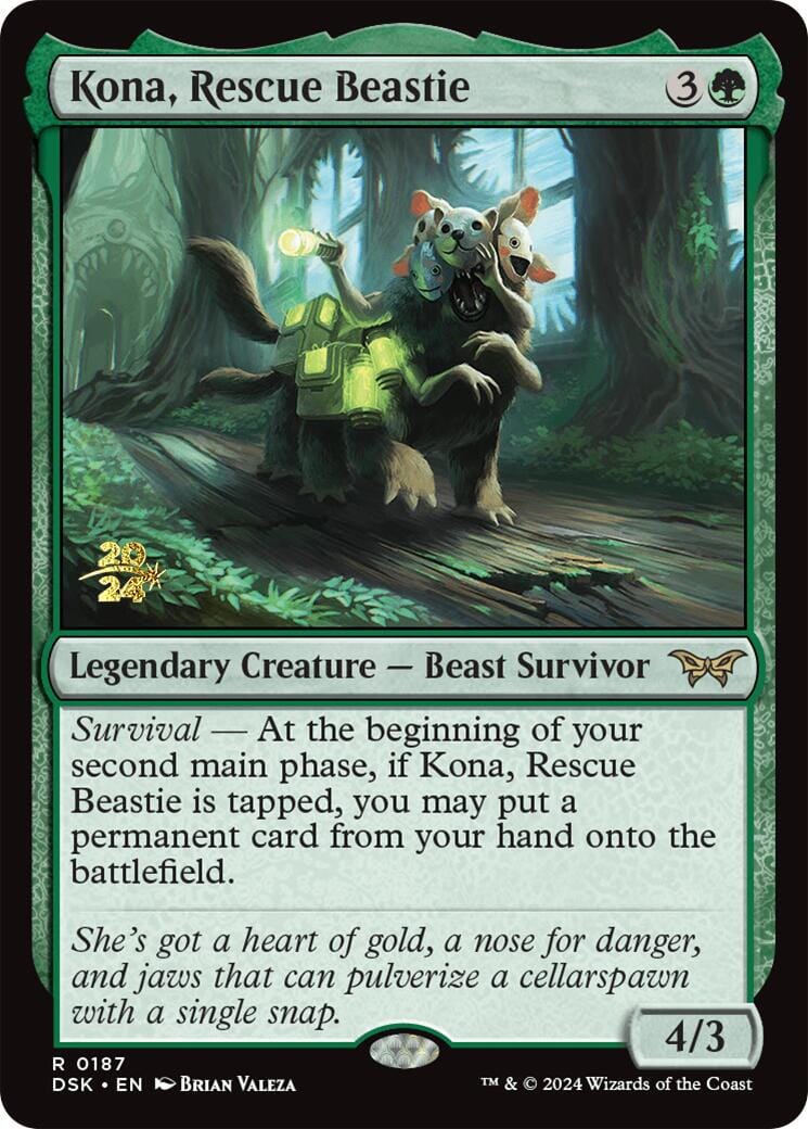 Kona, Rescue Beastie (0187) [Duskmourn: House of Horror Prerelease Promos] MTG Single Magic: The Gathering  | Multizone: Comics And Games