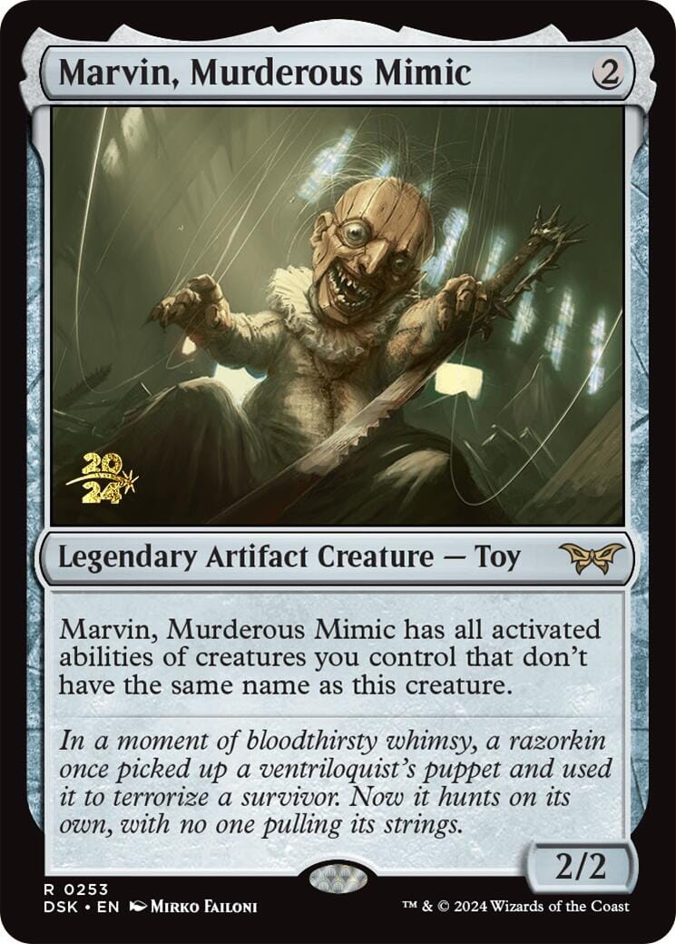 Marvin, Murderous Mimic [Duskmourn: House of Horror Prerelease Promos] MTG Single Magic: The Gathering  | Multizone: Comics And Games