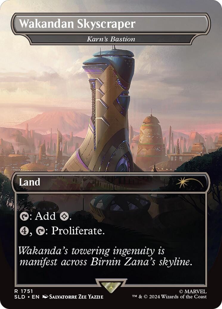 Wakandan Skyscraper - Karn's Bastion (Rainbow Foil) [Secret Lair Drop Series] MTG Single Magic: The Gathering  | Multizone: Comics And Games