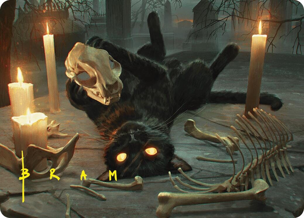 Nine-Lives Familiar Art Card (8/54) (Gold-Stamped Signature) [Foundations Art Series] MTG Single Magic: The Gathering  | Multizone: Comics And Games