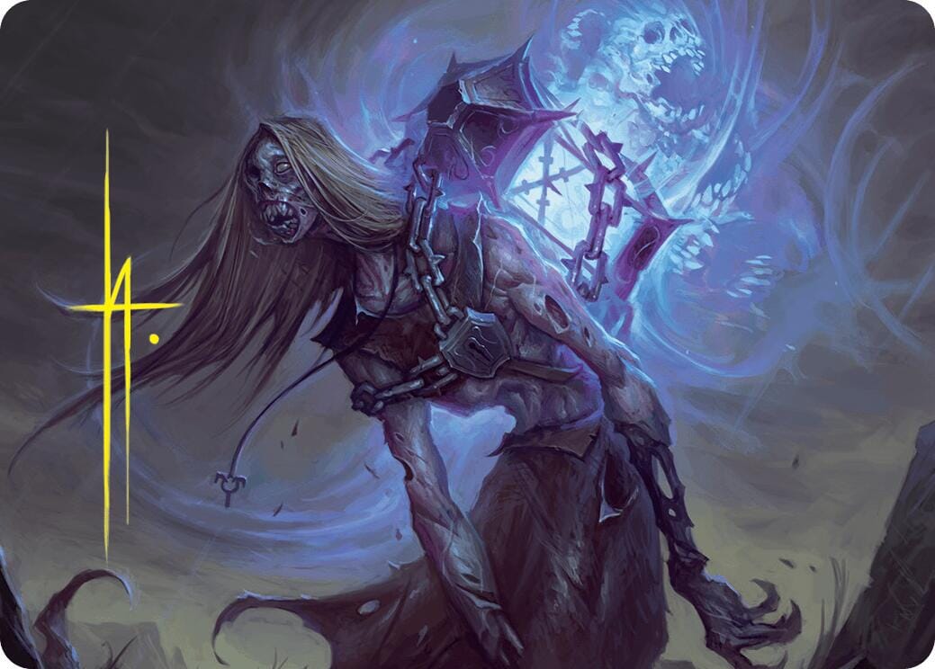 Soul-Shackled Zombie Art Card (9/54) (Gold-Stamped Signature) [Foundations Art Series] MTG Single Magic: The Gathering  | Multizone: Comics And Games