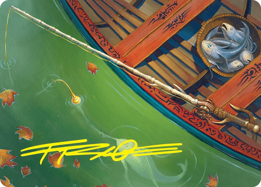 Fishing Pole Art Card (18/54) (Gold-Stamped Signature) [Foundations Art Series] MTG Single Magic: The Gathering  | Multizone: Comics And Games