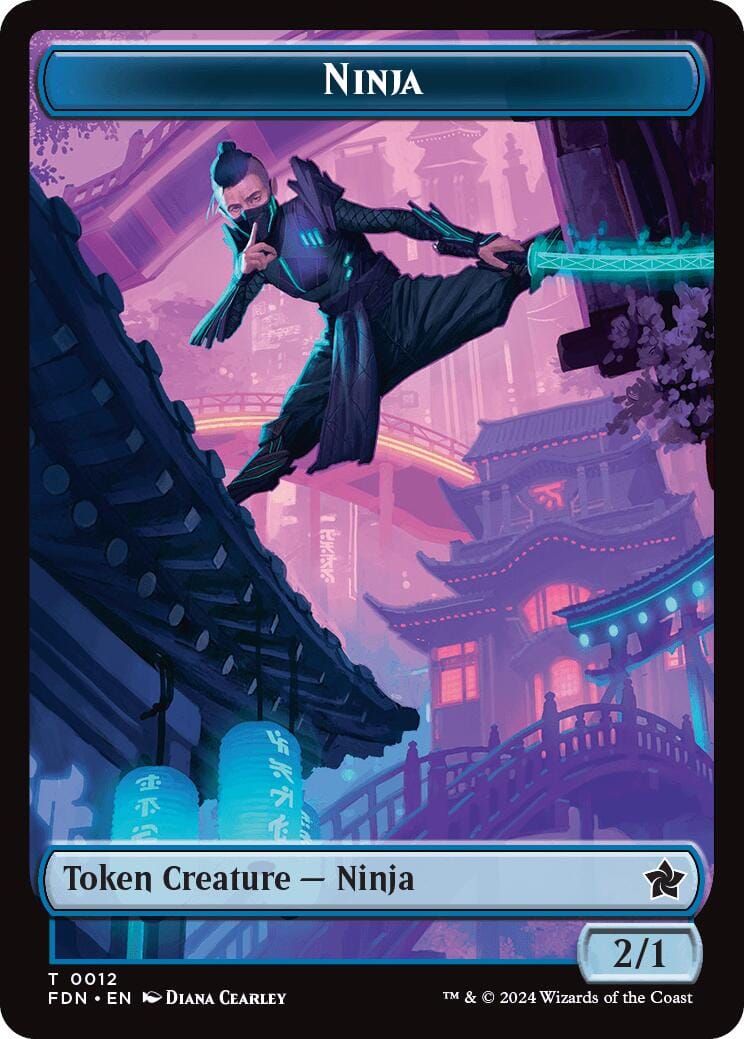 Emblem - Kaito, Cunning Infiltrator // Ninja Doubled-Sided Token [Foundations Tokens] MTG Single Magic: The Gathering  | Multizone: Comics And Games