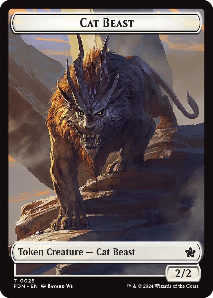 Cat Beast // Dragon (0017) Double-Sided Token [Foundations Tokens] MTG Single Magic: The Gathering  | Multizone: Comics And Games
