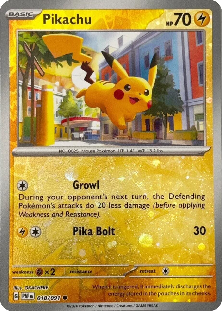 Pikachu (018/091) (Reverse Cosmos Holo) [Scarlet & Violet: Paldean Fates] Pokemon Single Pokémon  | Multizone: Comics And Games