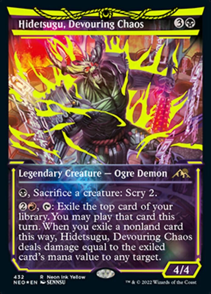 Hidetsugu, Devouring Chaos (Neon Ink Yellow) [Kamigawa: Neon Dynasty] MTG Single Magic: The Gathering  | Multizone: Comics And Games