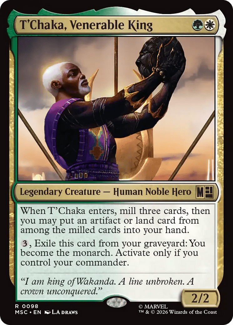 T'Chaka, Venerable King (Surge Foil) [Marvel Super Heroes Commander] MTG Single Magic: The Gathering  | Multizone: Comics And Games