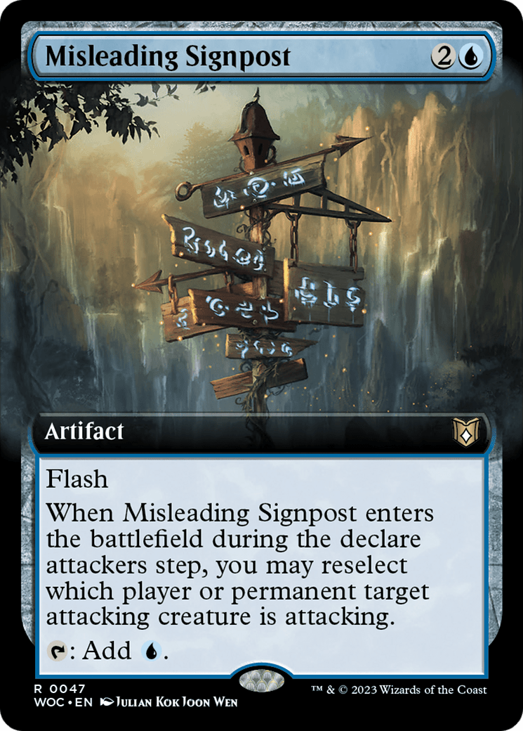 Misleading Signpost (Extended Art) [Wilds of Eldraine Commander] MTG Single Magic: The Gathering  | Multizone: Comics And Games