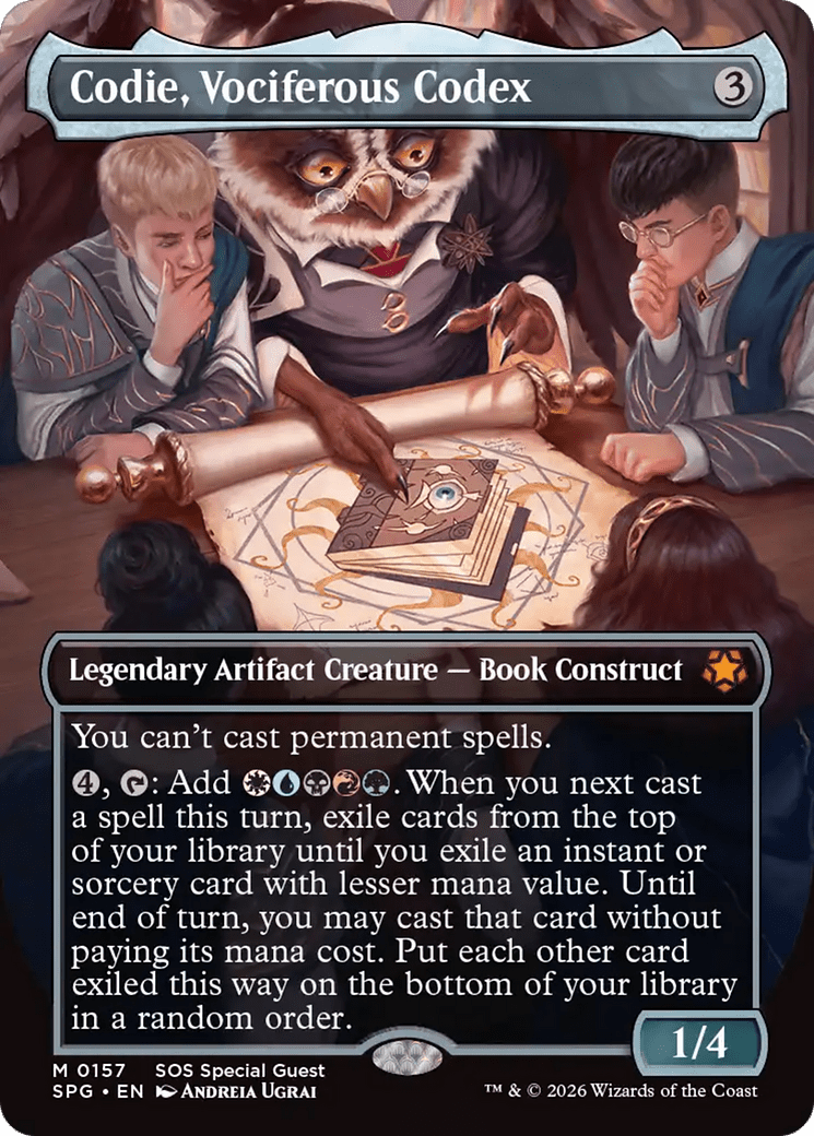 Codie, Vociferous Codex (Borderless) [Secrets of Strixhaven Special Guests] MTG Single Magic: The Gathering  | Multizone: Comics And Games