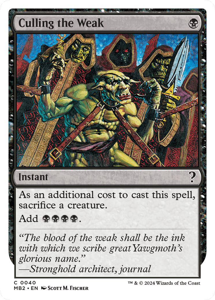 Culling the Weak (White Border) [Mystery Booster 2] MTG Single Magic: The Gathering  | Multizone: Comics And Games