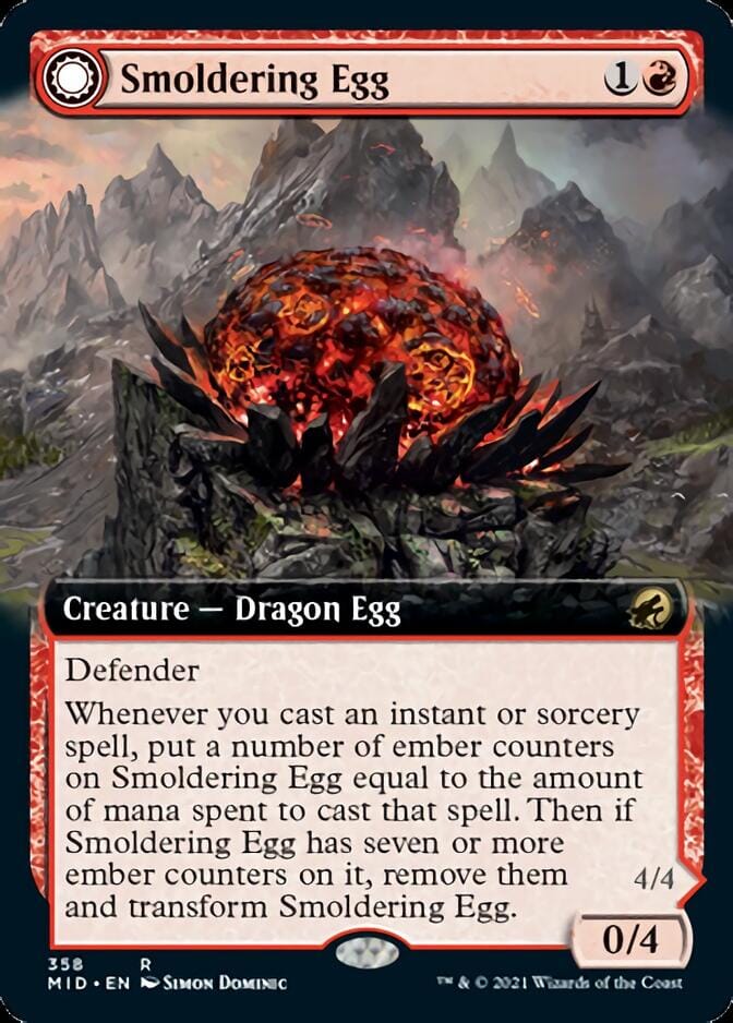 Smoldering Egg // Ashmouth Dragon (Extended Art) [Innistrad: Midnight Hunt] MTG Single Magic: The Gathering  | Multizone: Comics And Games