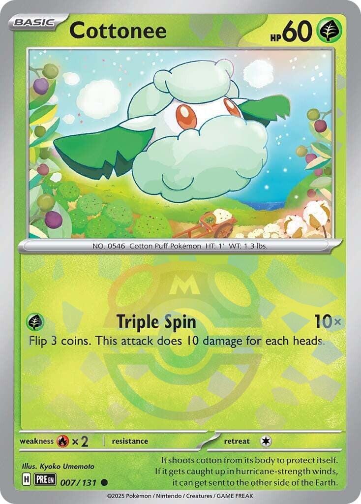 Cottonee (007/131) (Master Ball Pattern) [Scarlet & Violet: Prismatic Evolutions] Pokemon Single Pokémon  | Multizone: Comics And Games