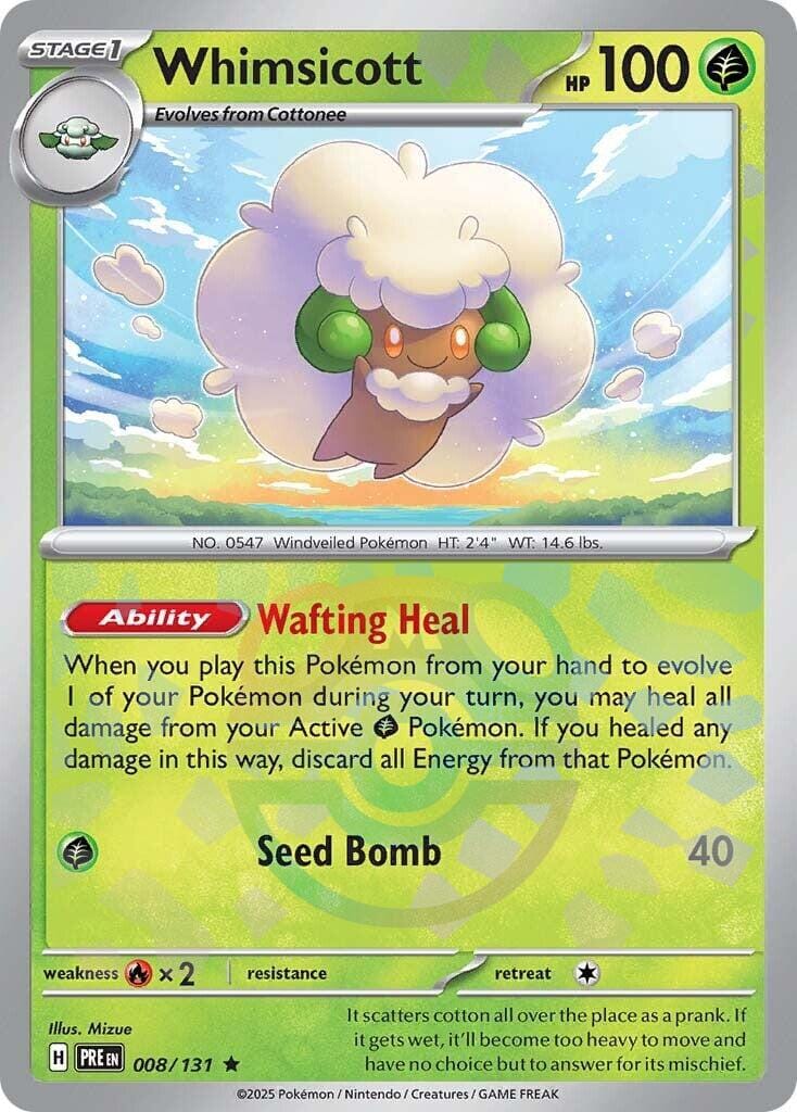 Whimsicott (008/131) (Master Ball Pattern) [Scarlet & Violet: Prismatic Evolutions] Pokemon Single Pokémon  | Multizone: Comics And Games