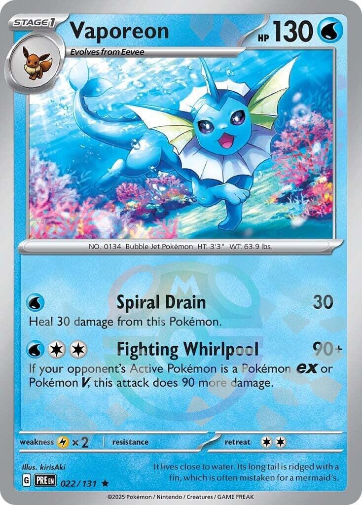 Vaporeon (022/131) (Master Ball Pattern) [Scarlet & Violet: Prismatic Evolutions] Pokemon Single Pokémon  | Multizone: Comics And Games