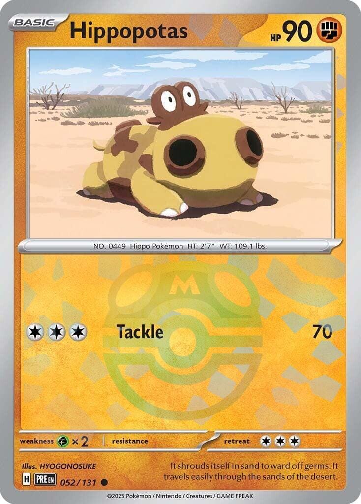 Hippopotas (052/131) (Master Ball Pattern) [Scarlet & Violet: Prismatic Evolutions] Pokemon Single Pokémon  | Multizone: Comics And Games