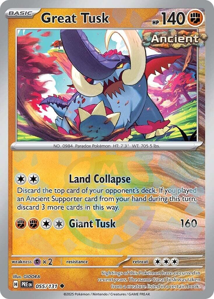 Great Tusk (055/131) (Master Ball Pattern) [Scarlet & Violet: Prismatic Evolutions] Pokemon Single Pokémon  | Multizone: Comics And Games