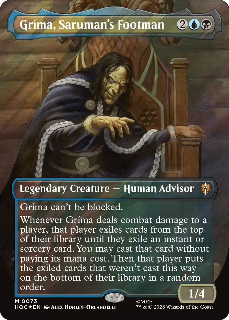 Grima, Saruman's Footman (Borderless) (Surge Foil) [The Hobbit: Eternal-Legal] MTG Single Magic: The Gathering  | Multizone: Comics And Games