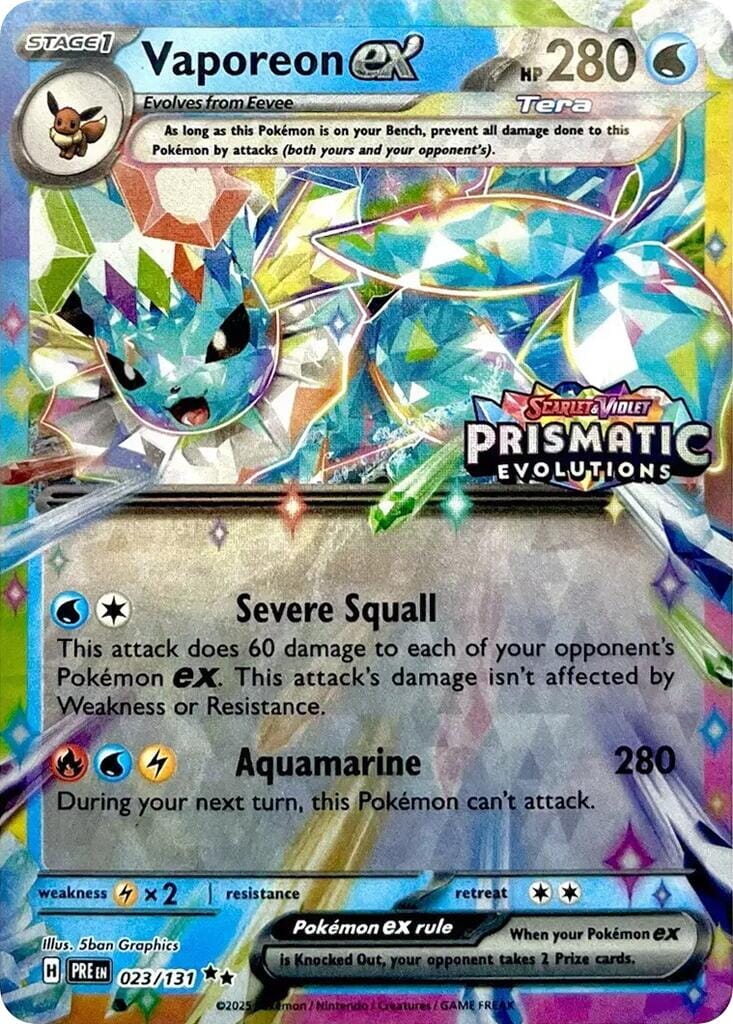 Vaporeon ex (023/131) (Prismatic Evolutions Stamp) [Scarlet & Violet: Prismatic Evolutions] Pokemon Single Pokémon  | Multizone: Comics And Games