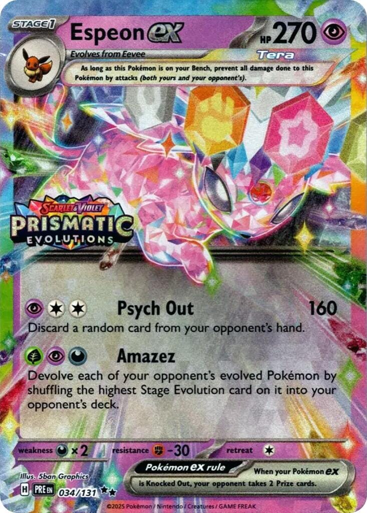 Espeon ex (034/131) (Prismatic Evolutions Stamp) [Scarlet & Violet: Prismatic Evolutions] Pokemon Single Pokémon  | Multizone: Comics And Games
