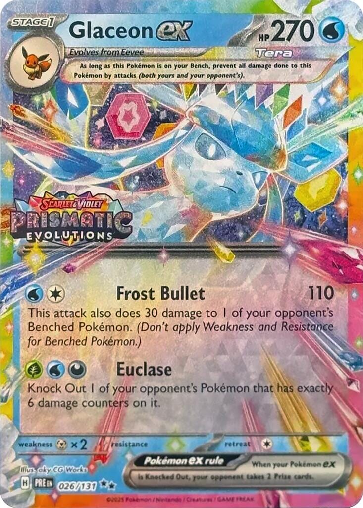 Glaceon ex (026/131) (Prismatic Evolutions Stamp) [Scarlet & Violet: Prismatic Evolutions] Pokemon Single Pokémon  | Multizone: Comics And Games