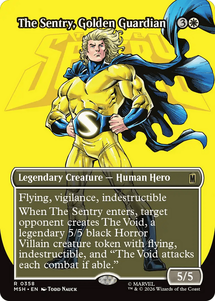 The Sentry, Golden Guardian (Borderless) [Marvel Super Heroes] MTG Single Magic: The Gathering  | Multizone: Comics And Games