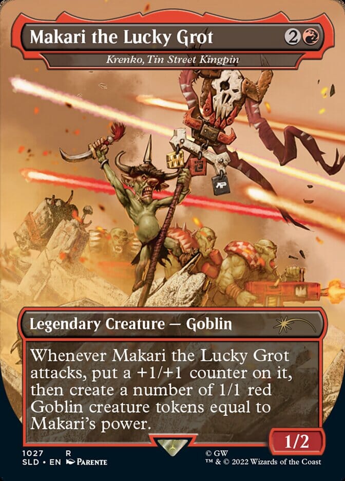 Makari the Lucky Grot - Krenko, Tin Street Kingpin (Borderless) [Secret Lair Drop Series] MTG Single Magic: The Gathering  | Multizone: Comics And Games
