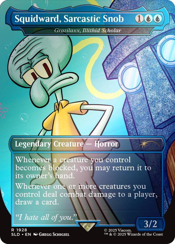 Squidward, Sarcastic Snob - Grazilaxx, Illithid Scholar (Rainbow Foil) [Secret Lair Drop Series] MTG Single Magic: The Gathering  | Multizone: Comics And Games