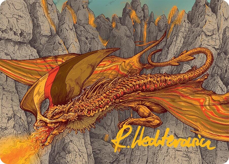 Magmatic Hellkite Art Card (34/54) (Gold-Stamped Signature) [Tarkir: Dragonstorm Art Series] MTG Single Magic: The Gathering  | Multizone: Comics And Games