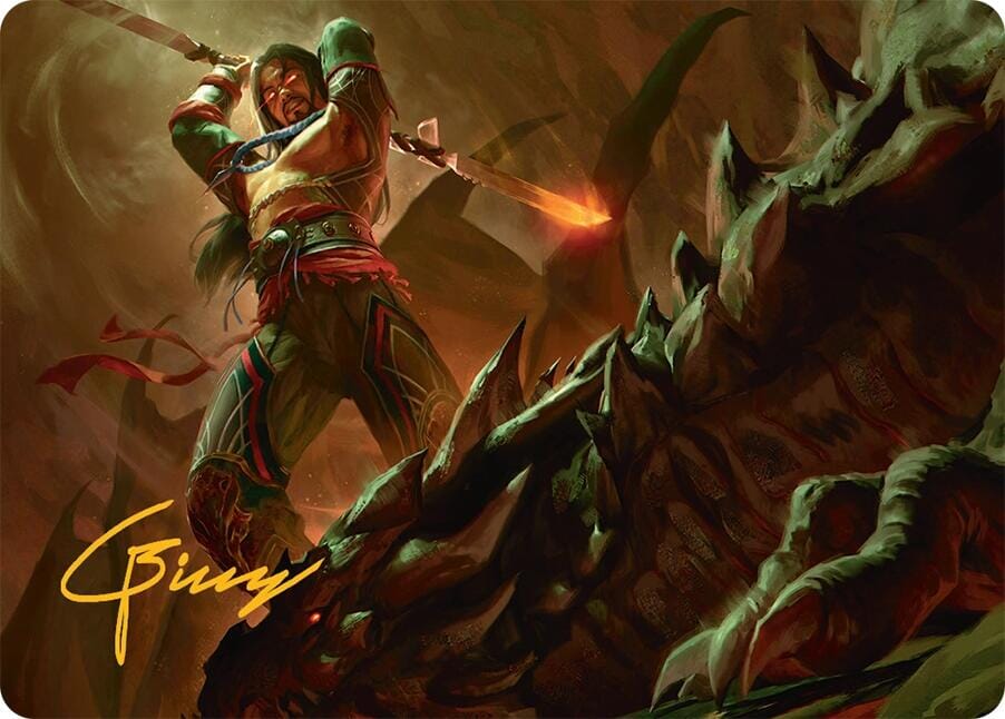 Sarkhan's Resolve Art Card (18/54) (Gold-Stamped Signature) [Tarkir: Dragonstorm Art Series] MTG Single Magic: The Gathering  | Multizone: Comics And Games