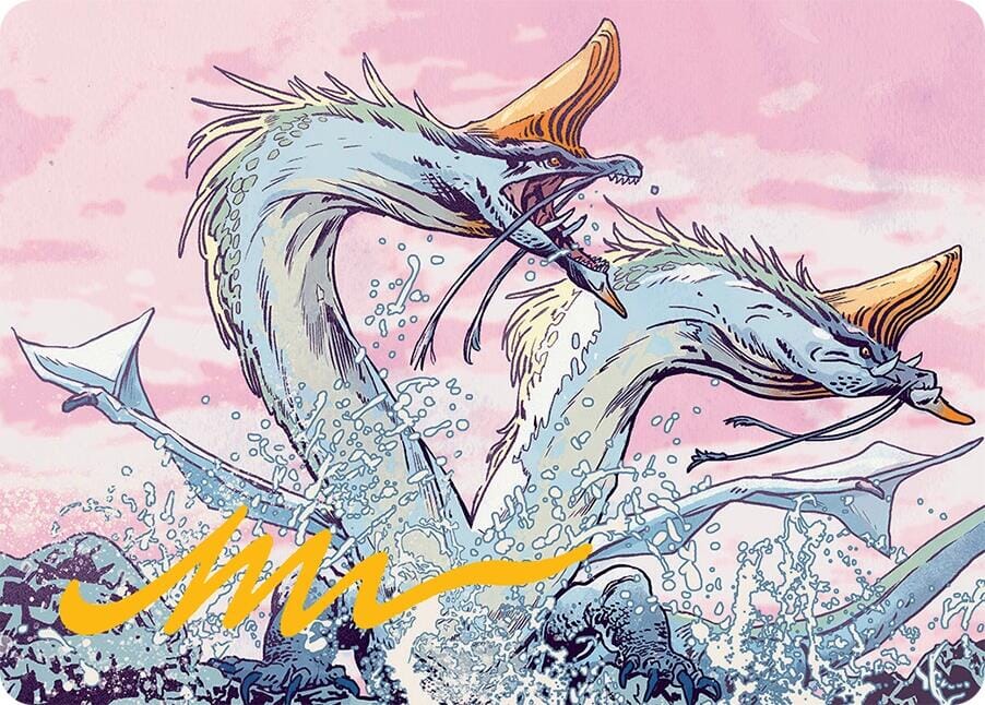 Twinmaw Stormbrood Art Card (39/54) (Gold-Stamped Signature) [Tarkir: Dragonstorm Art Series] MTG Single Magic: The Gathering  | Multizone: Comics And Games