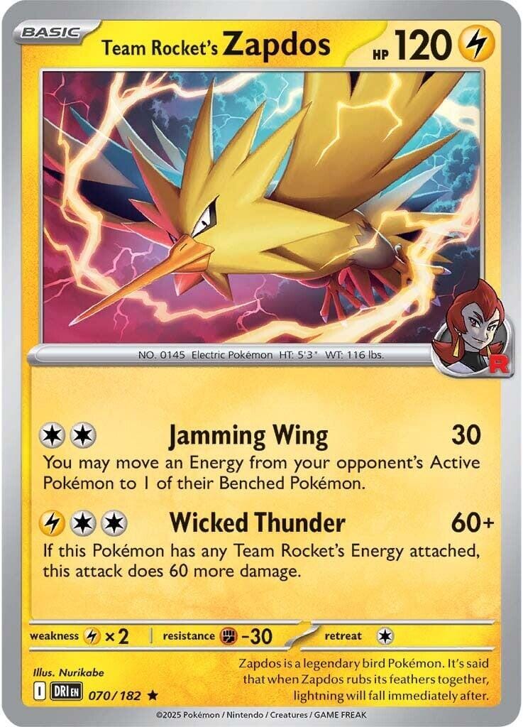 Team Rocket's Zapdos (070/182) [Scarlet & Violet: Destined Rivals] Pokemon Single Pokémon  | Multizone: Comics And Games