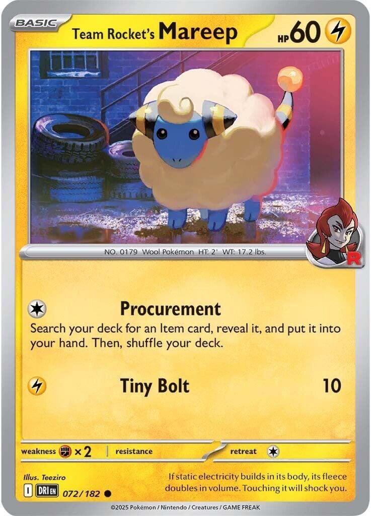 Team Rocket's Mareep (072/182) [Scarlet & Violet: Destined Rivals] Pokemon Single Pokémon  | Multizone: Comics And Games