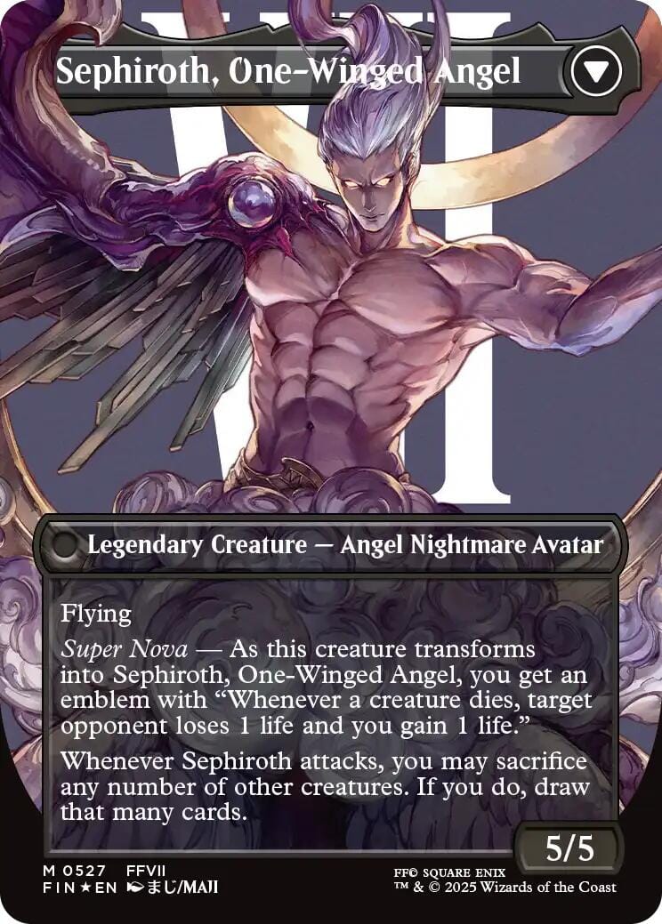 Sephiroth, Fabled SOLDIER // Sephiroth, One-Winged Angel (Borderless) (Surge Foil) [FINAL FANTASY] MTG Single Magic: The Gathering  | Multizone: Comics And Games