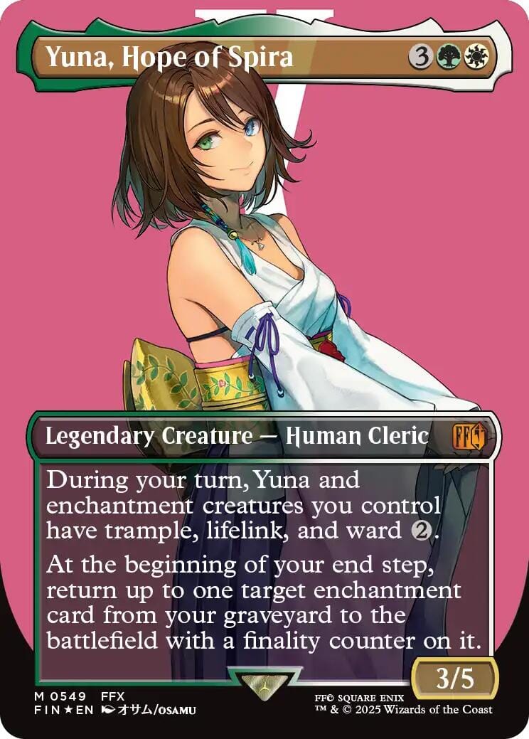 Yuna, Hope of Spira (Borderless) (Surge Foil) [FINAL FANTASY] MTG Single Magic: The Gathering  | Multizone: Comics And Games