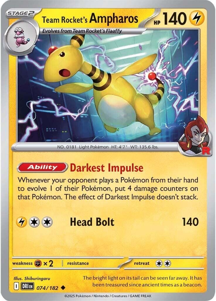 Team Rocket's Ampharos (074/182) [Scarlet & Violet: Destined Rivals] Pokemon Single Pokémon  | Multizone: Comics And Games