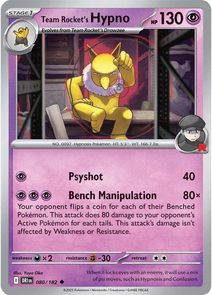 Team Rocket's Hypno (080/182) [Scarlet & Violet: Destined Rivals] Pokemon Single Pokémon  | Multizone: Comics And Games