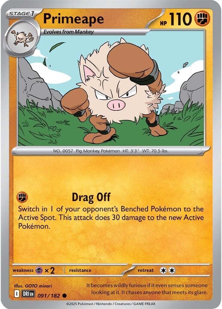 Primeape (091/182) [Scarlet & Violet: Destined Rivals] Pokemon Single Pokémon  | Multizone: Comics And Games
