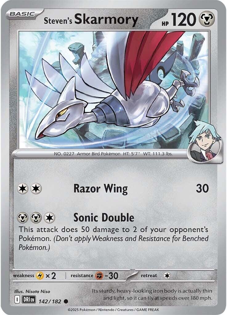 Steven's Skarmory (142/182) [Scarlet & Violet: Destined Rivals] Pokemon Single Pokémon  | Multizone: Comics And Games