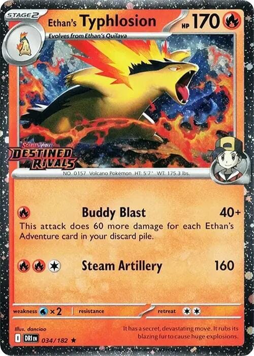 Ethan's Typhlosion (034/182) (Destined Rivals Stamp) [Scarlet & Violet: Destined Rivals] Pokemon Single Pokémon  | Multizone: Comics And Games