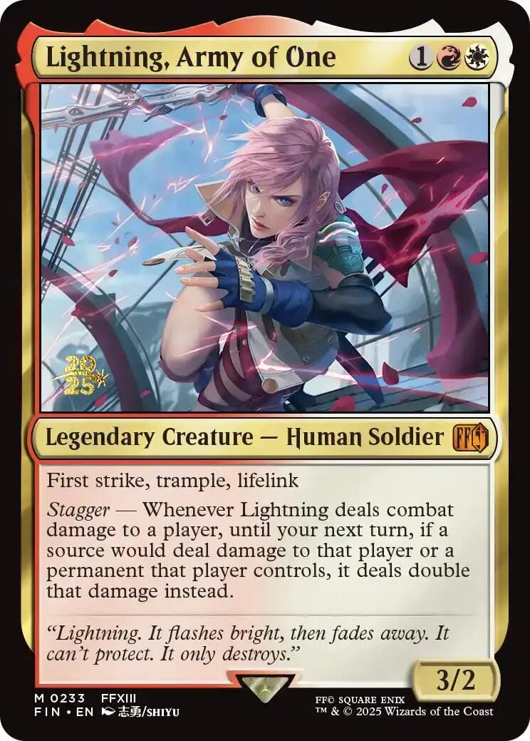 Lightning, Army of One [FINAL FANTASY Prerelease Promo] MTG Single Magic: The Gathering  | Multizone: Comics And Games