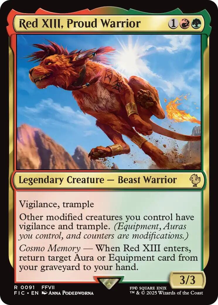 Red XIII, Proud Warrior (Surge Foil) [FINAL FANTASY Commander] MTG Single Magic: The Gathering  | Multizone: Comics And Games