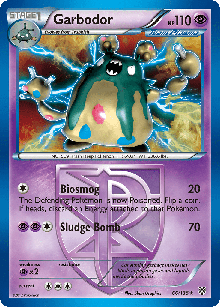 Garbodor (66/135) [Black & White: Plasma Storm] Pokemon Single Pokémon  | Multizone: Comics And Games
