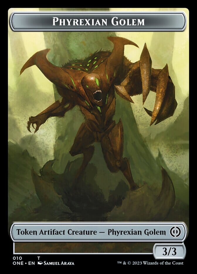 Phyrexian Mite (011) // Phyrexian Golem Double-Sided Token [Phyrexia: All Will Be One Tokens] MTG Single Magic: The Gathering  | Multizone: Comics And Games