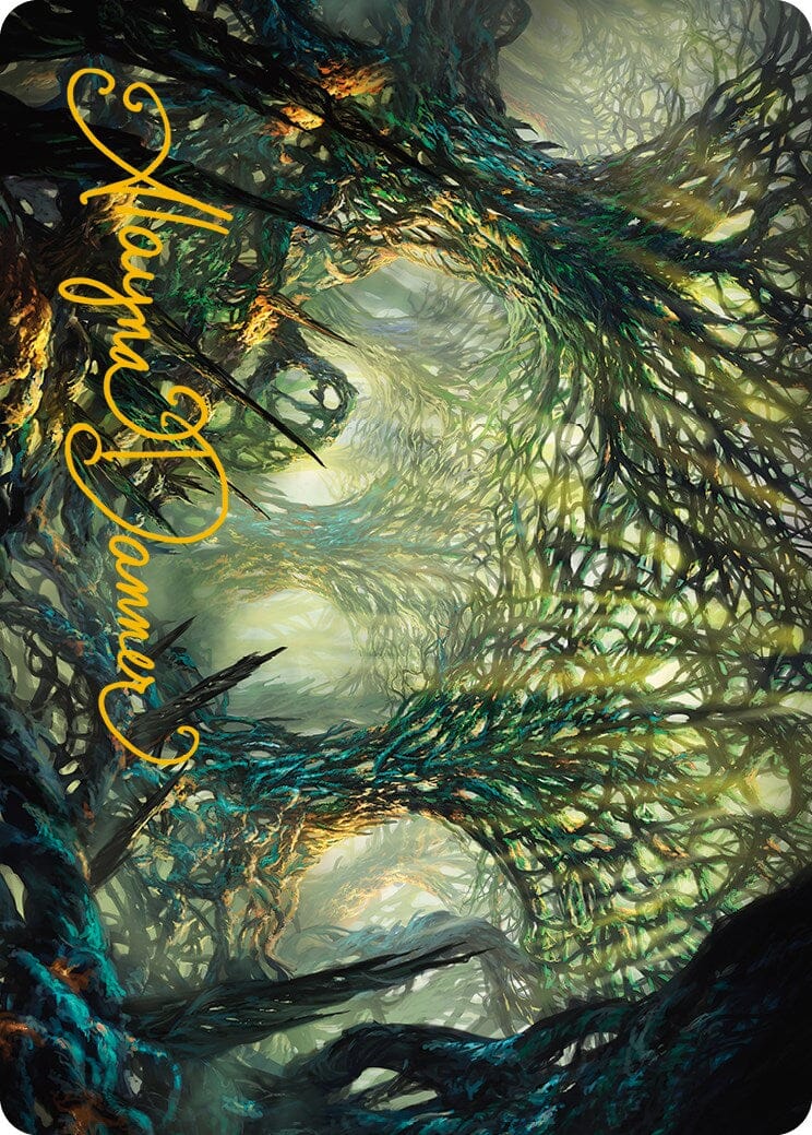 The Hunter Maze Art Card (Gold-Stamped Signature) [Phyrexia: All Will Be One Art Series] MTG Single Magic: The Gathering  | Multizone: Comics And Games
