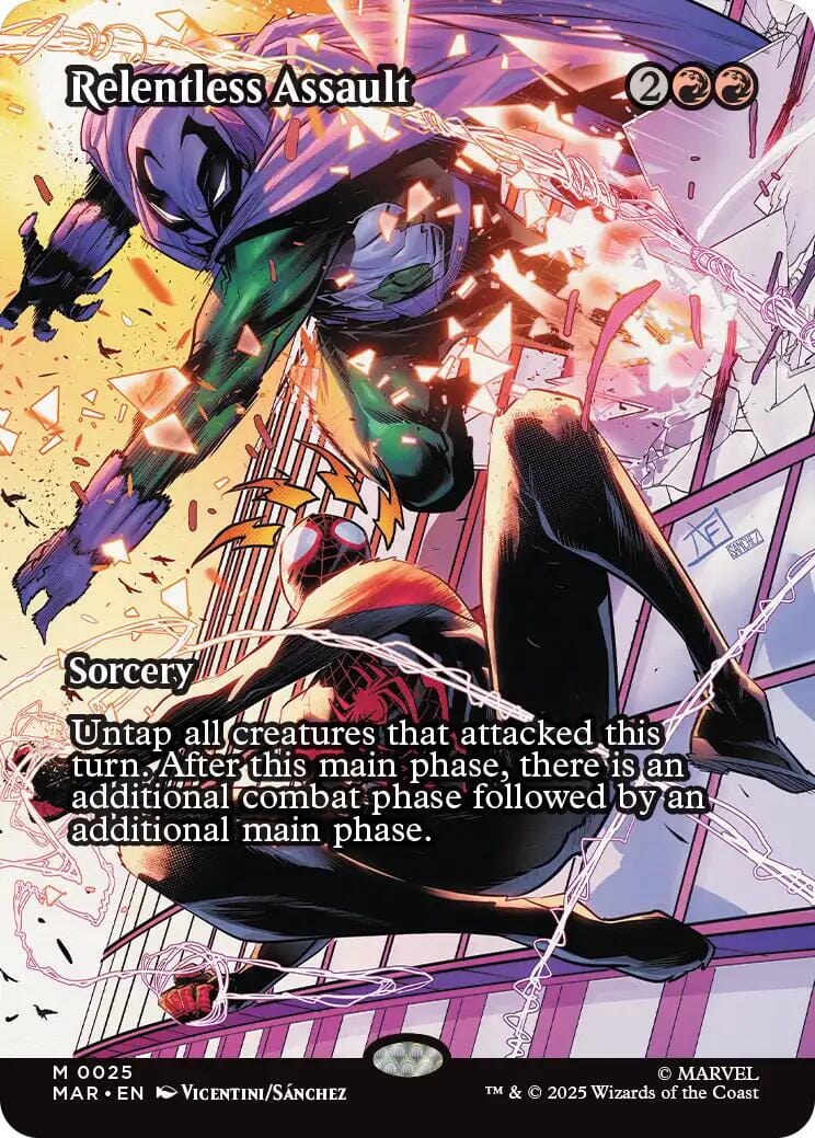 Relentless Assault (Borderless) [Marvel Universe: Eternal-Legal] MTG Single Magic: The Gathering  | Multizone: Comics And Games