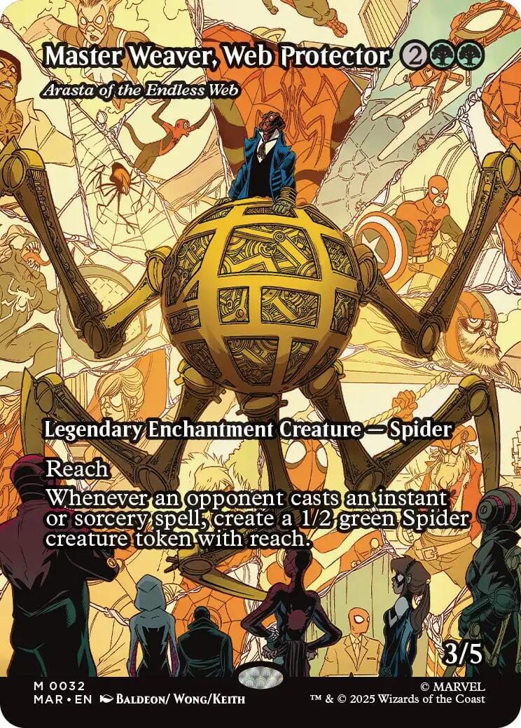 Master Weaver, Web Protector - Arasta of the Endless Web (Borderless) [Marvel Universe: Eternal-Legal] MTG Single Magic: The Gathering  | Multizone: Comics And Games