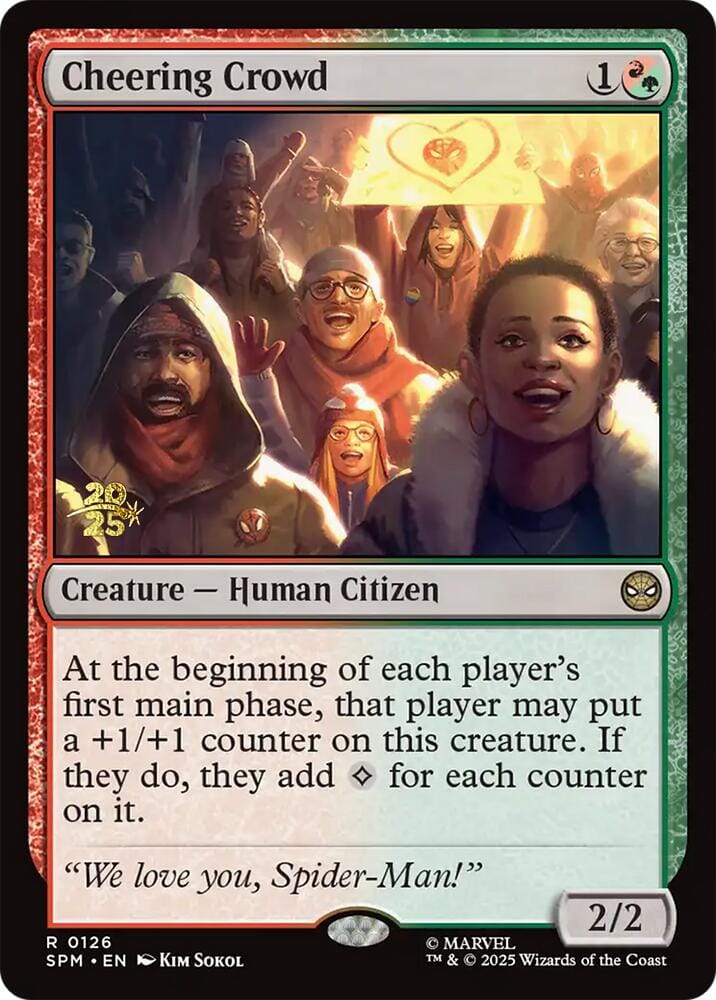 Cheering Crowd [Marvel's Spider-Man Prerelease Promos] MTG Single Magic: The Gathering  | Multizone: Comics And Games