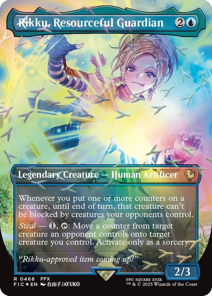 Rikku, Resourceful Guardian (Borderless) (Chocobo Track Foil) [FINAL FANTASY Commander] MTG Single Magic: The Gathering  | Multizone: Comics And Games