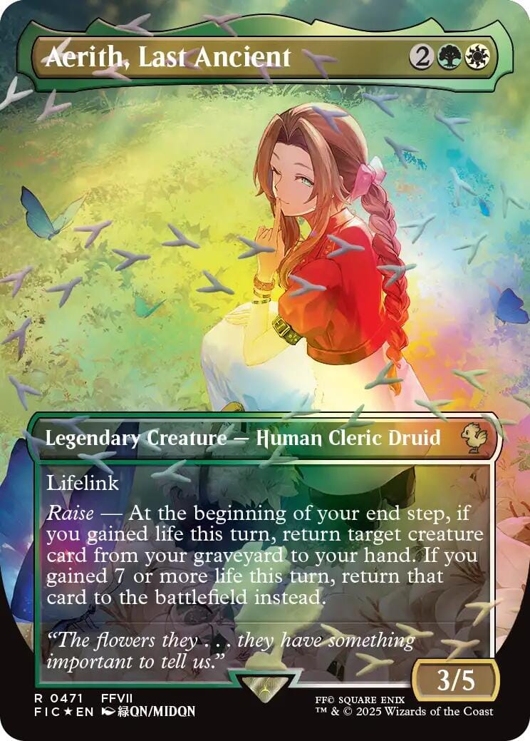 Aerith, Last Ancient (Borderless) (Chocobo Track Foil) [FINAL FANTASY Commander] MTG Single Magic: The Gathering  | Multizone: Comics And Games