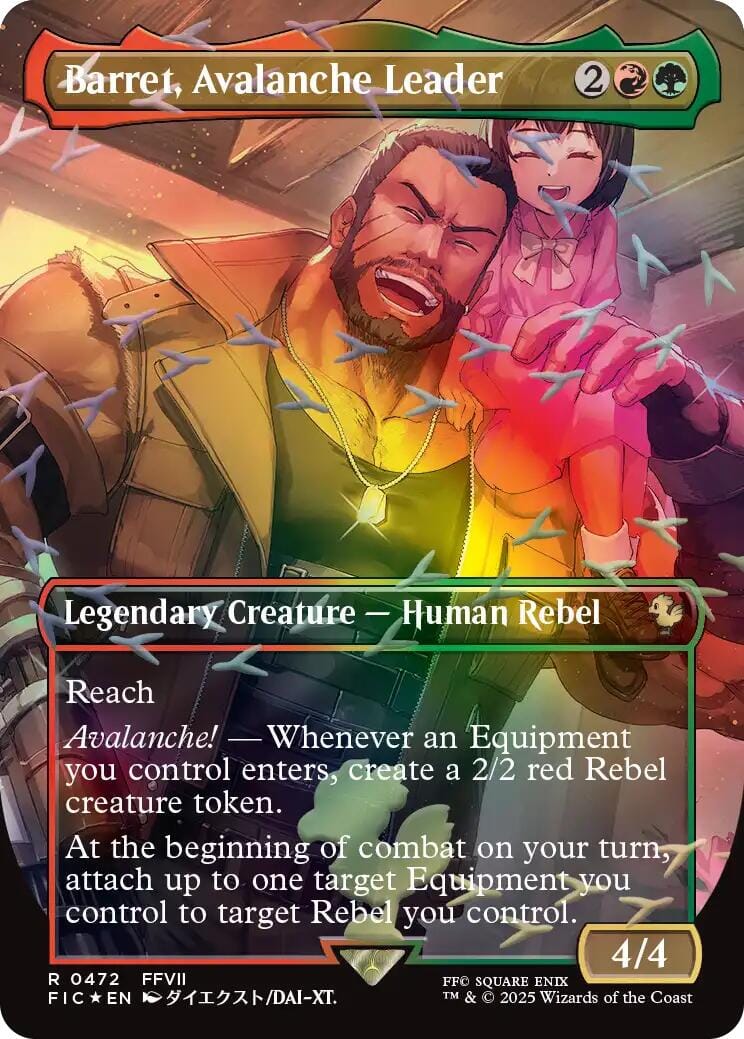 Barret, Avalanche Leader (Borderless) (Chocobo Track Foil) [FINAL FANTASY Commander] MTG Single Magic: The Gathering  | Multizone: Comics And Games